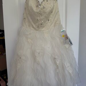 Mori Lee Ivory Dress with Silver Details